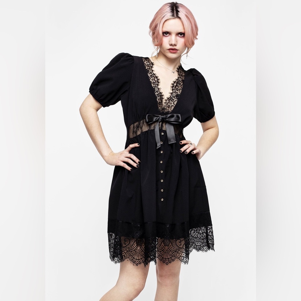 NWT Disturbia Mortuary Lace Button Up Mini Dress US 14 / UK 18 - Picture 5 of 12